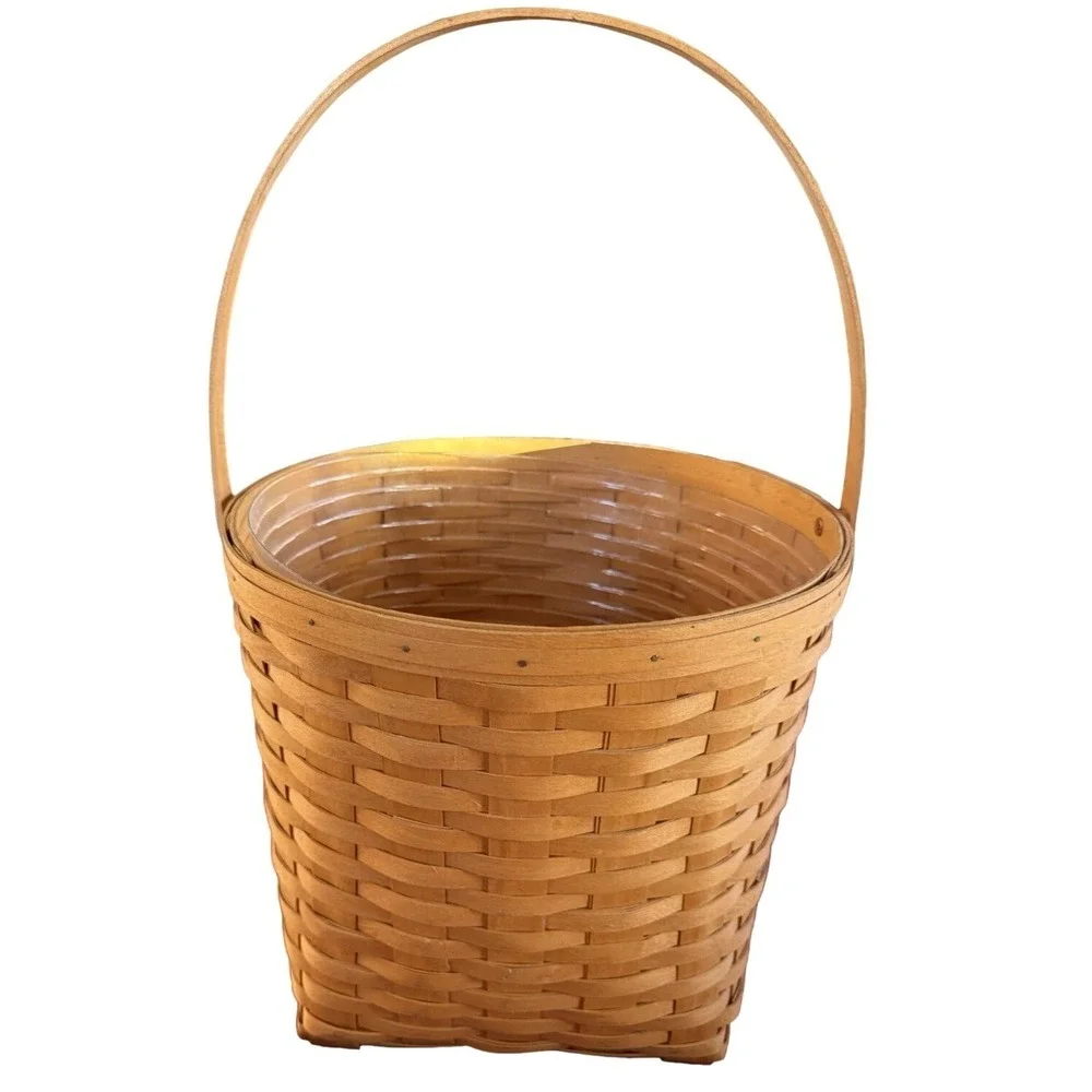 Longaberger 1998  Basket Large Round‎ Basket  Signed 12x10  Liner Grandma Core